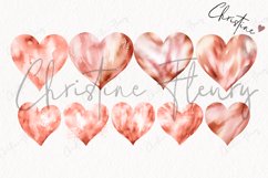 Watercolor Rose Gold Hearts Clipart | Valentine PNG Product Image 5
