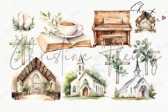 Watercolor Rustic Church Bundle Clipart Product Image 4