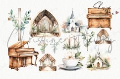 Watercolor Rustic Church Bundle Clipart Product Image 5