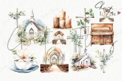 Watercolor Rustic Church Bundle Clipart Product Image 6