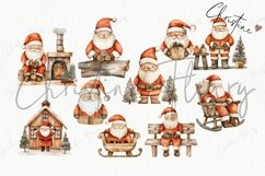 Watercolor Rustic Santa Clause Clipart | Christmas PNG Product Image 5