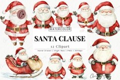Watercolor Santa Clause Clipart | Christmas PNG Product Image 1