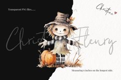 Watercolor Autumn Scarecrow Clipart Product Image 3