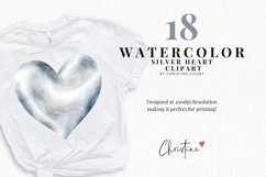 Watercolor Silver Hearts Clipart | Valentine PNG Product Image 2