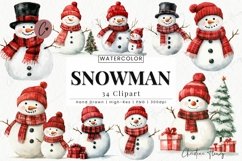 Watercolor Snowman Clipart | Christmas PNG Product Image 1