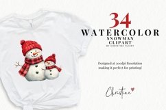 Watercolor Snowman Clipart | Christmas PNG Product Image 2