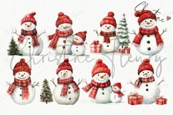 Watercolor Snowman Clipart | Christmas PNG Product Image 6