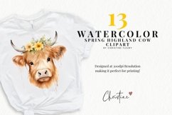 Spring Highland Cow Clipart | Spring PNG Product Image 2