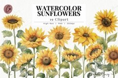 Watercolor Sunflowers Clipart Product Image 1