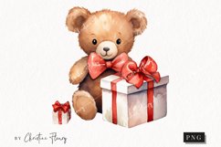 Watercolor Valentine Bear PNG | Valentine&#039;s Day Clipart Product Image 1