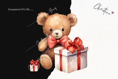Watercolor Valentine Bear PNG | Valentine's Day Clipart Product Image 2