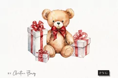 Watercolor Valentine Bear PNG | Valentine's Day Clipart Product Image 1
