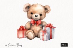 Watercolor Valentine Bear PNG | Valentine&#039;s Day Clipart Product Image 1