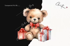 Watercolor Valentine Bear PNG | Valentine's Day Clipart Product Image 2