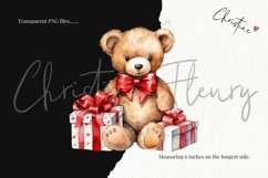 Watercolor Valentine Teddy Bears Clipart | Valentine PNG Product Image 3