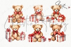 Watercolor Valentine Teddy Bears Clipart | Valentine PNG Product Image 5