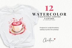 Watercolor Valentine Coffee Clipart | Valentine PNG Product Image 2