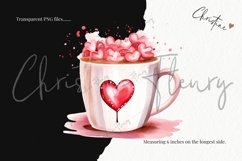 Watercolor Valentine Coffee Clipart | Valentine PNG Product Image 3