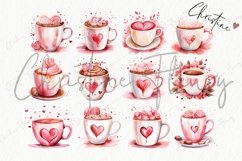 Watercolor Valentine Coffee Clipart | Valentine PNG Product Image 4