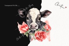 Watercolor Valentine Cow PNG | Valentine's Day Clipart Product Image 2