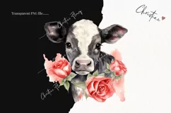 Watercolor Valentine Cow PNG | Valentine's Day Clipart Product Image 2