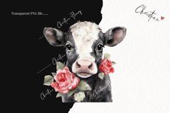 Watercolor Valentine Cow PNG | Valentine's Day Clipart Product Image 2
