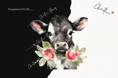 Watercolor Valentine Cow PNG | Valentine's Day Clipart Product Image 2