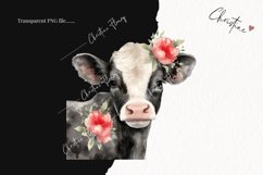 Watercolor Valentine Cow PNG | Valentine's Day Clipart Product Image 2