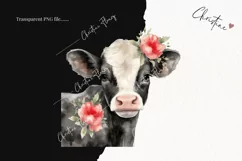 Watercolor Valentine Cow PNG | Valentine's Day Clipart Product Image 2