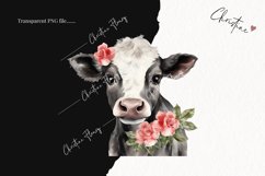 Watercolor Valentine Cow PNG | Valentine's Day Clipart Product Image 2