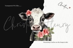 Watercolor Valentine Cows Clipart | Valentine PNG Product Image 3