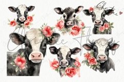 Watercolor Valentine Cows Clipart | Valentine PNG Product Image 4