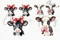 Watercolor Valentine Cows Clipart | Valentine PNG Product Image 6
