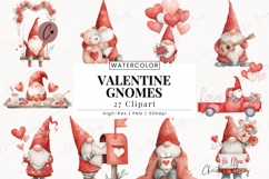 Watercolor Valentine Gnomes Clipart Bundle Product Image 1
