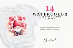 Watercolor Valentine Gnomes Clipart | Valentine PNG Product Image 2