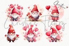 Watercolor Valentine Gnomes Clipart | Valentine PNG Product Image 4