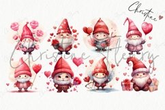 Watercolor Valentine Gnomes Clipart | Valentine PNG Product Image 5