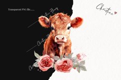 Watercolor Highland Cow PNG | Valentine PNG Product Image 2