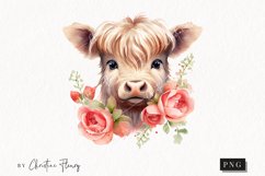 Watercolor Highland Cow PNG | Valentine PNG Product Image 1