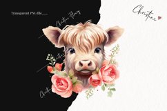 Watercolor Highland Cow PNG | Valentine PNG Product Image 2