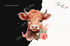 Watercolor Highland Cow PNG | Valentine PNG Product Image 2