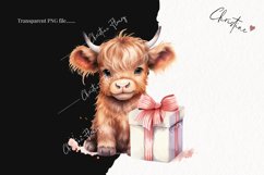 Watercolor Birthday Highland Cow PNG | Valentine&#039;s Day PNG Product Image 2
