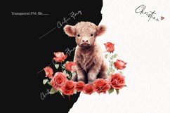 Watercolor Roses Highland Cow PNG | Valentine PNG Product Image 2