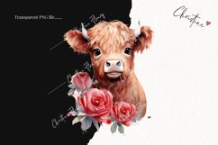 Watercolor Highland Cow PNG | Valentine&#039;s Day Clipart Product Image 2