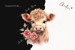Watercolor Highland Cow PNG | Valentine&#039;s Day Clipart Product Image 2
