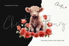 Watercolor Valentine Highland Cows Clipart | Valentine PNG Product Image 3