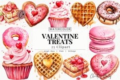Watercolor Valentine Treats Clipart | Valentine PNG Product Image 1