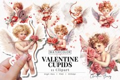 Watercolor Valentine Cupids Clipart | Valentine PNG Product Image 1
