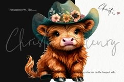 Western Highland Cows Clipart | Cowboy PNG Product Image 3