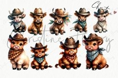 Western Highland Cows Clipart | Cowboy PNG Product Image 4